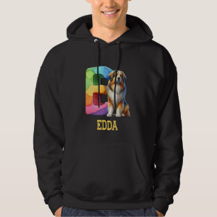 Cute Dogs Letter Edda Name Rainbow Dog Hoodie