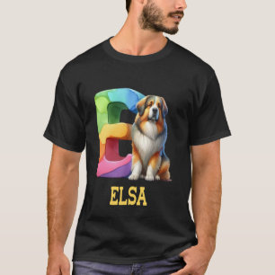 Cute Dogs Letter Elsa Name Rainbow Dog T-Shirt