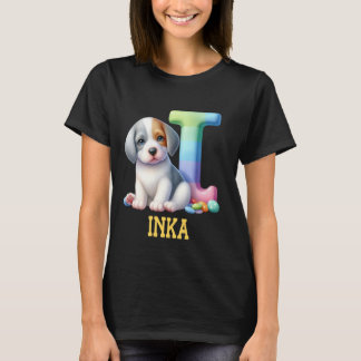 Cute Dogs Letter Inka Name Rainbow Dog T-Shirt