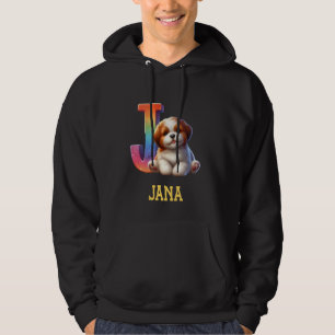 Cute Dogs Letter Jana Name Rainbow Dog Hoodie