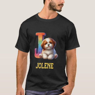 Cute Dogs Letter Jolene Name Rainbow Dog T-Shirt