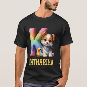 Cute Dogs Letter Katharina Name Rainbow Dog T-Shirt
