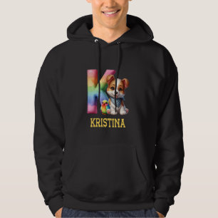 Cute Dogs Letter Kristina Name Rainbow Dog Hoodie