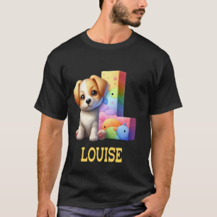 Cute Dogs Letter Louise Name Rainbow Dog T-Shirt