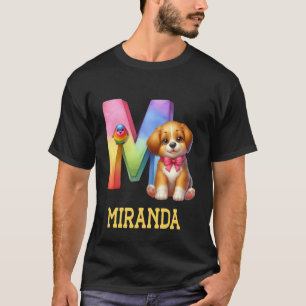 Cute Dogs Letter Miranda Name Rainbow Dog T-Shirt