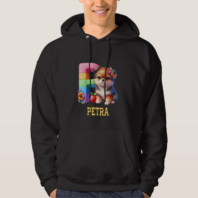 Cute Dogs Letter Petra Name Rainbow Dog Hoodie (Front)