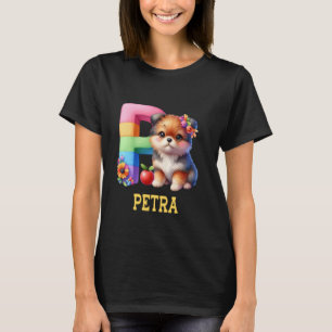Cute Dogs Letter Petra Name Rainbow Dog T-Shirt