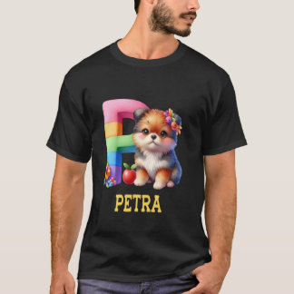 Cute Dogs Letter Petra Name Rainbow Dog T-Shirt