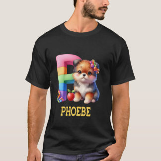 Cute Dogs Letter Phoebe Name Rainbow Dog T-Shirt