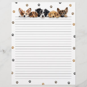 Cute Dogs Lined Letter Writing Paper