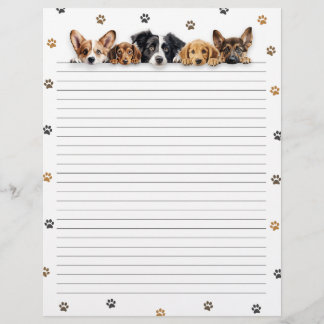 Cute Dogs Lined Letter Writing Paper