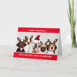 Cute Dogs Merry Christmas Dog Lover Christmas Card