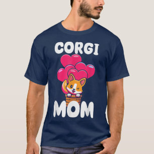 Cute Dogs Mum Dog Friend Flowers Corgi Mum T-Shirt