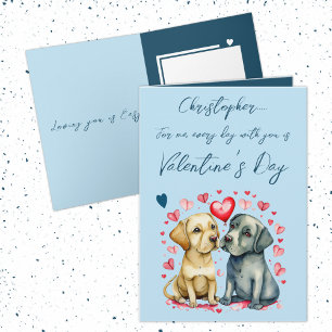 Cute dogs name blue Valentine's Day Card