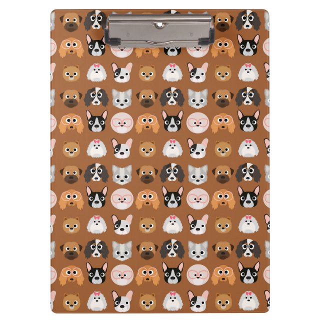 Cute Dogs on Brown Clipboard (Front)