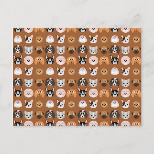 Cute Dogs on Brown Postcard