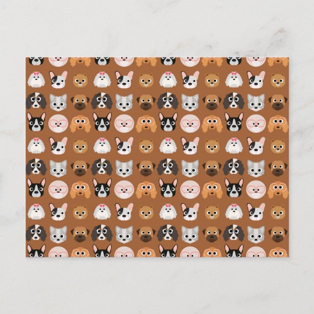 Cute Dogs on Brown Postcard (Front)