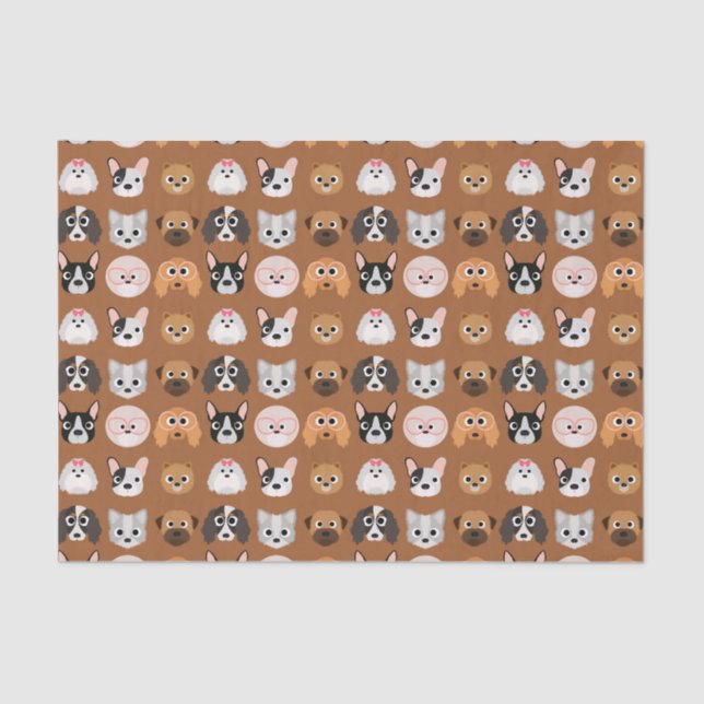 Cute Dogs on Brown Tissue Paper (Front)