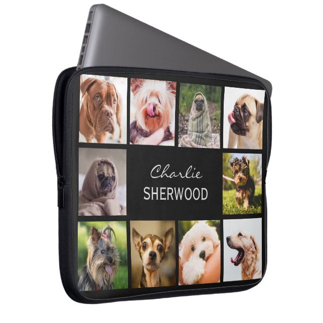 Cute Dogs OR YOUR PHOTOS custom name laptop sleeve (Front Right)