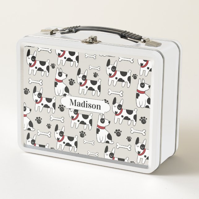Cute Dogs Pattern custom name lunch boxes (Front)