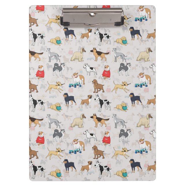 Cute Dogs Pattern Design White Clipboard (Front)