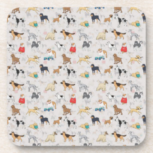 Cute Dogs Pattern Design White Coaster
