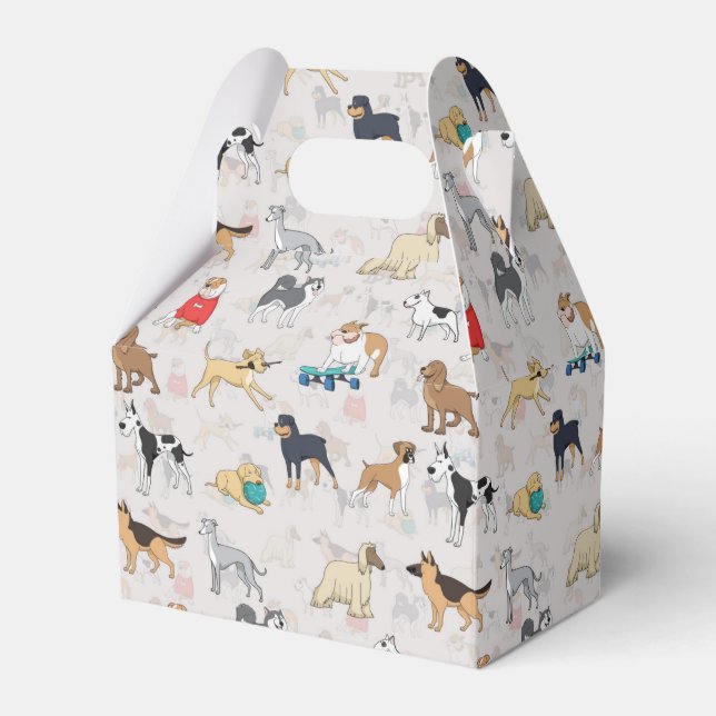 Cute Dogs Pattern Design White Favour Box (Front Side)