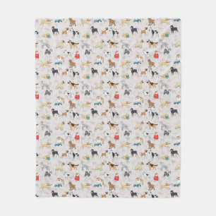Cute Dogs Pattern Design White Fleece Blanket