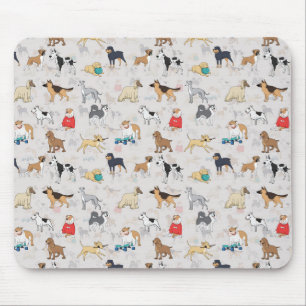 Cute Dogs Pattern Design White Mouse Mat