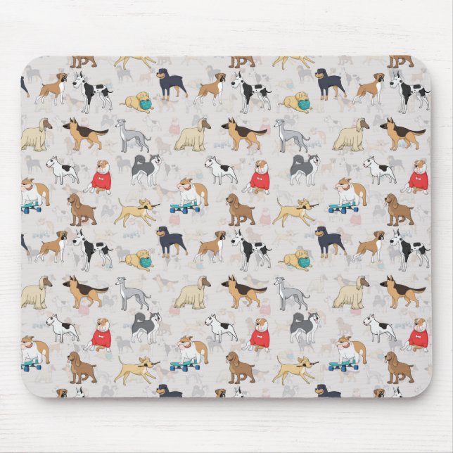 Cute Dogs Pattern Design White Mouse Mat (Front)