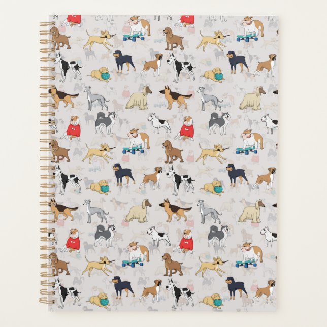 Cute Dogs Pattern Design White Planner (Front)