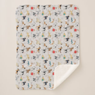 Cute Dogs Pattern Design White Sherpa Blanket