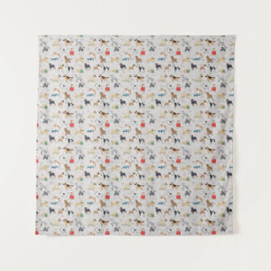 Cute Dogs Pattern Design White Tapestry