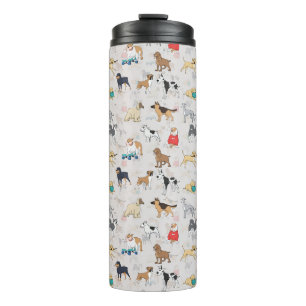 Cute Dogs Pattern Design White Thermal Tumbler