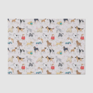 Cute Dogs Pattern Design White Tissue Paper