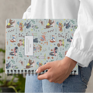 Cute dogs pattern monogram notebook