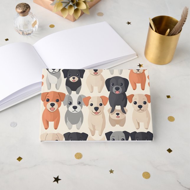 Cute Dogs Pattern Paper Guest Book (Front Open)