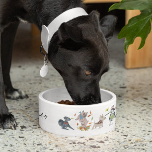 Cute Dogs Pattern Personalised Pet Food Bowl