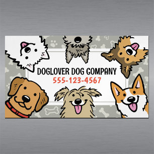Cute Dogs Pet Sitter Dog Walker Animal Care Magnetic Business Card