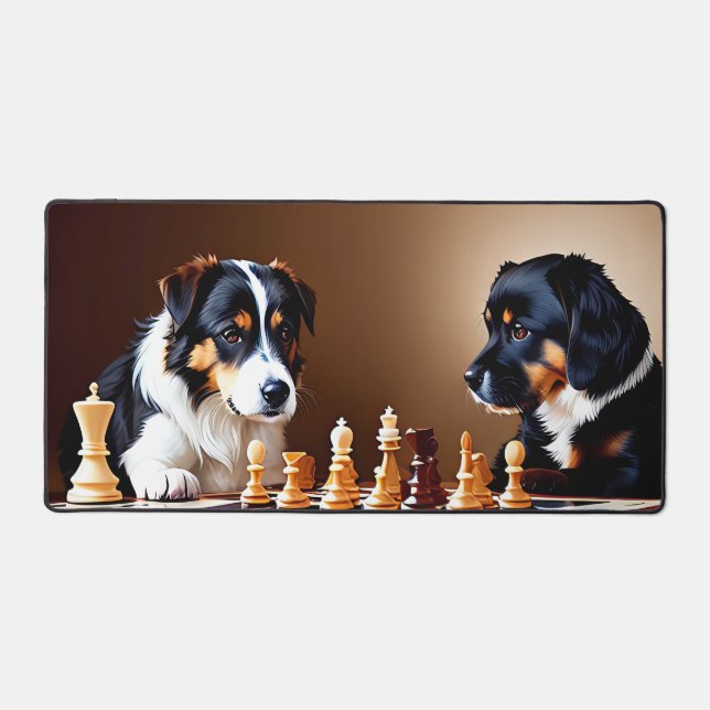 Cute Dogs Playing Chest Desk Mat (Front)