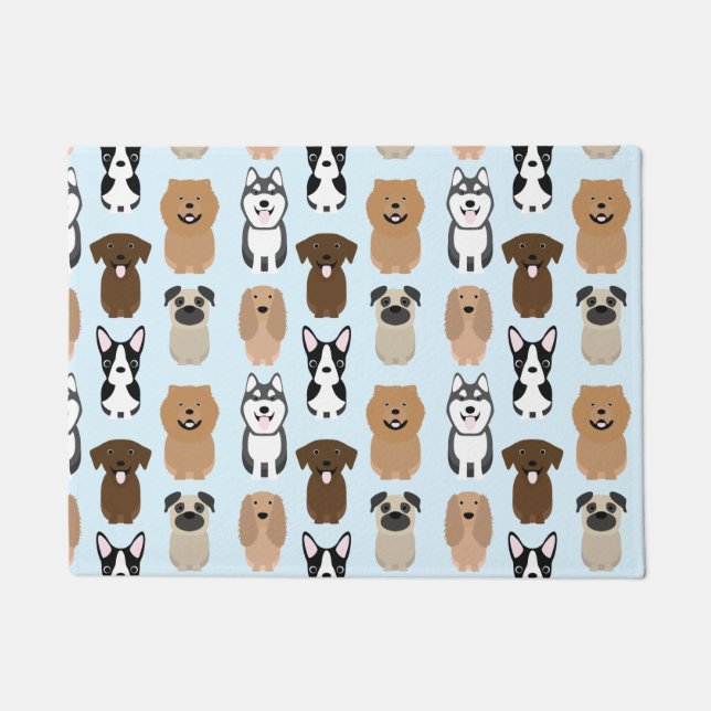 Cute Dogs, Pug, Boston, Lab, Chow, Husky, Spaniel Doormat (Front)