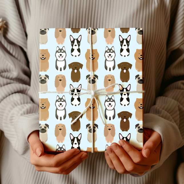 Cute Dogs, Pug, Boston, Lab, Chow, Husky, Spaniel Wrapping Paper (Creator Uploaded)