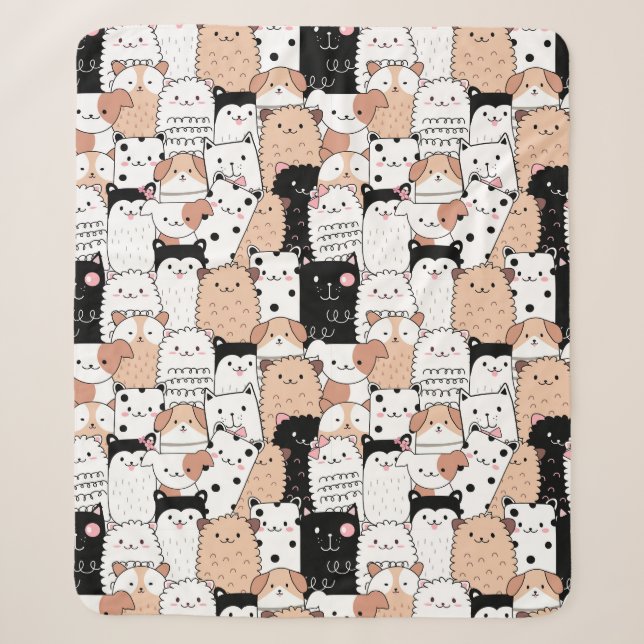 Cute Dogs Sherpa Blanket (Front)