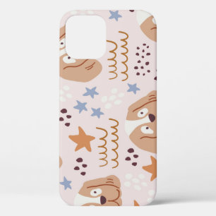 Cute dogs, stars, lines: vintage seamless iPhone 12 case