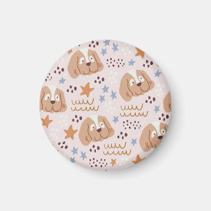 Cute dogs, stars, lines: vintage seamless magnet