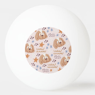 Cute dogs, stars, lines: vintage seamless ping pong ball