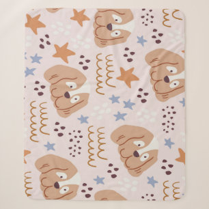 Cute dogs, stars, lines: vintage seamless sherpa blanket