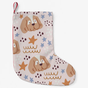 Cute dogs, stars, lines: vintage seamless small christmas stocking