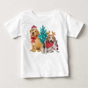 Cute dogs wishing Merry Christmas Baby T-Shirt
