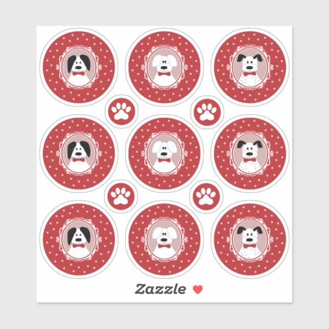 Cute Dogs with a Red Bow Tie Christmas (Sheet)